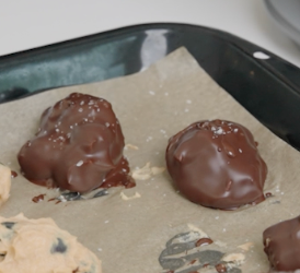 Frozen Yogurt Peanut Butter Bites with Dark Chocolate & Sea Salt